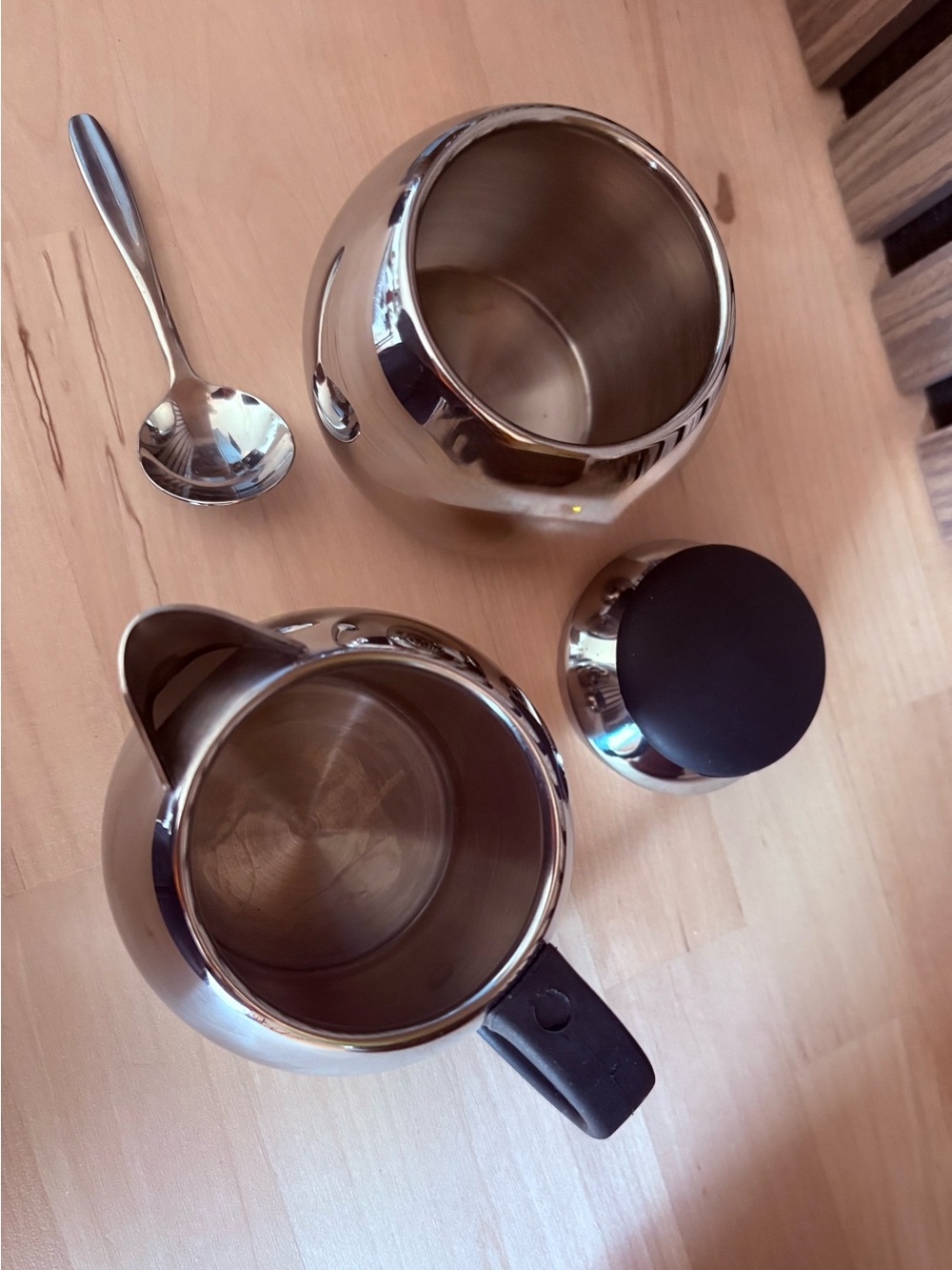 Stainless Steel Creamer and Sugar Set - Silver